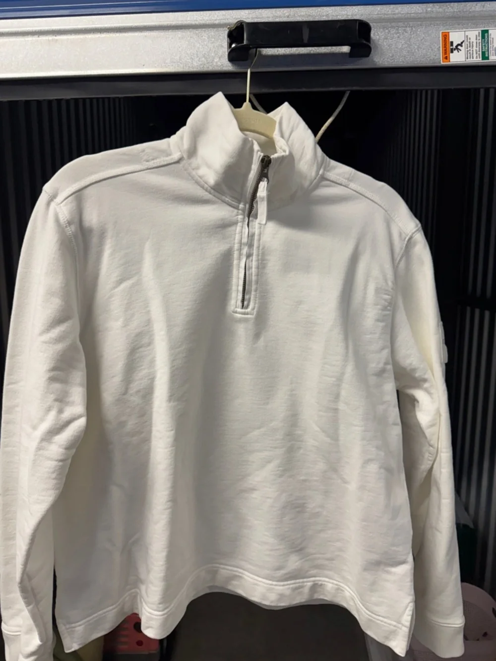 Eddie Bauer White Quarter-Zip Crewneck Sweater - Picture 5 of 8